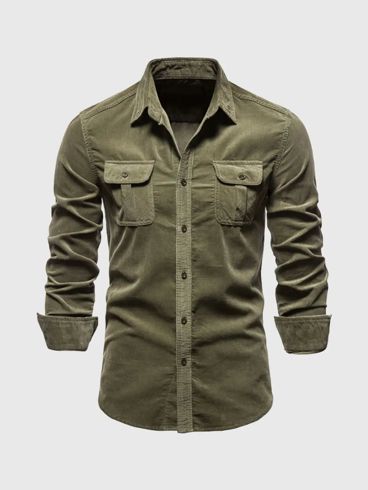 Corduroy Button-Up Long Sleeve Shirt