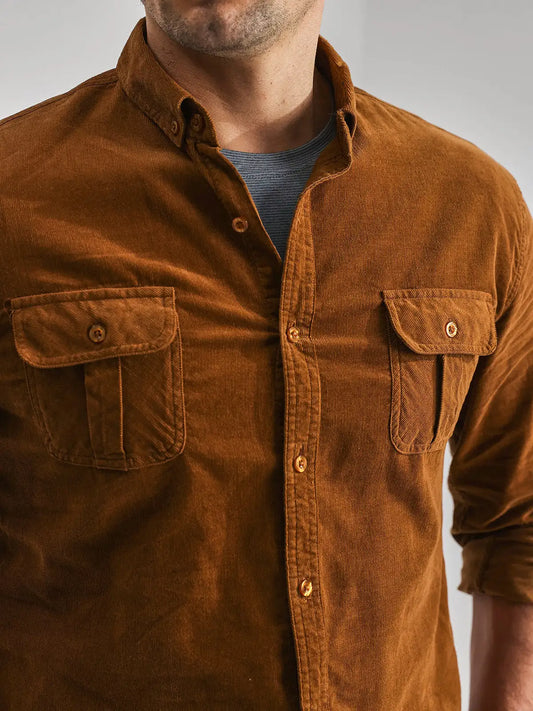 Corduroy Button-Up Long Sleeve Shirt