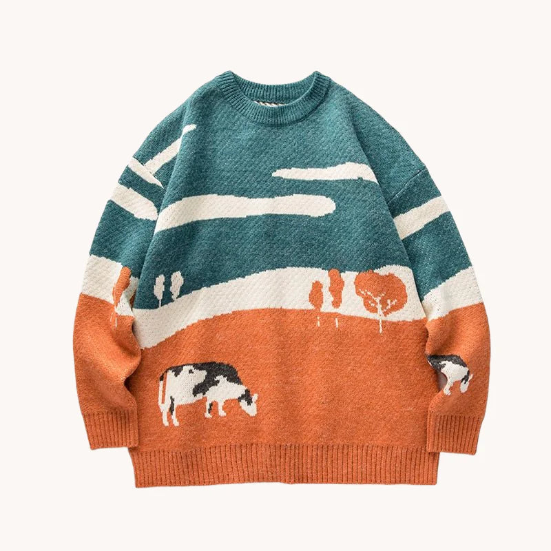 Cow Graphic Sweater