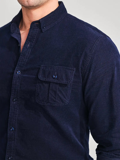 Corduroy Button-Up Long Sleeve Shirt