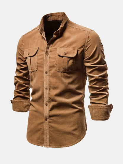 Corduroy Button-Up Long Sleeve Shirt