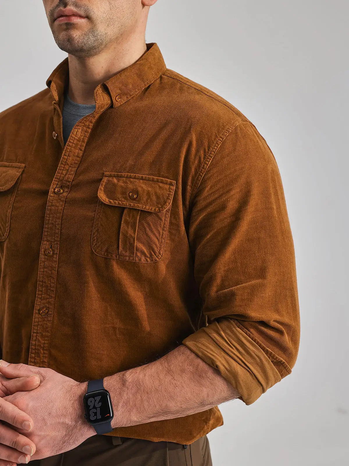 Corduroy Button-Up Long Sleeve Shirt